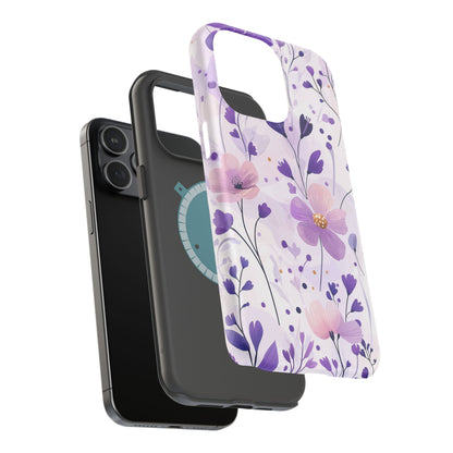 Purple Floral Bliss MagSafe iPhone Case – Delicate Blossom Design