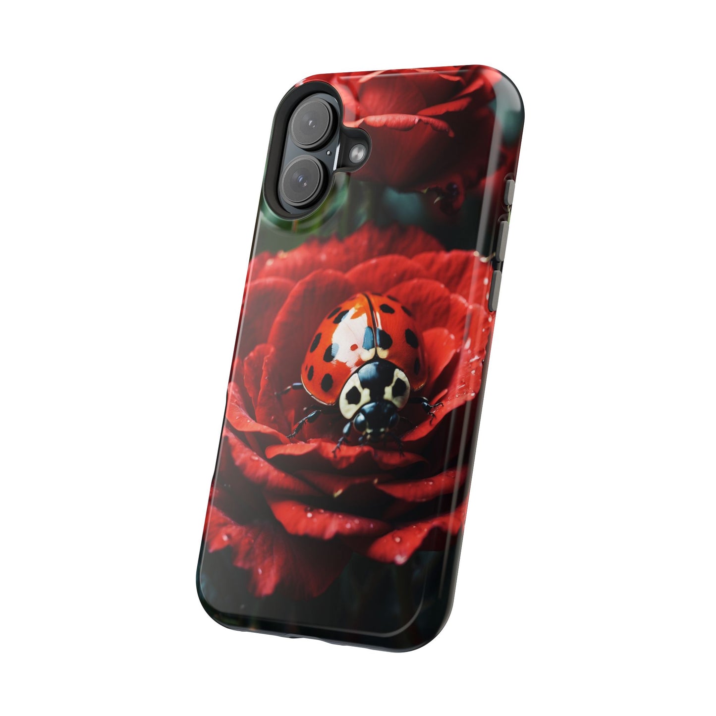 Elegant Rose & Ladybug Charm - MagSafe iPhone Case