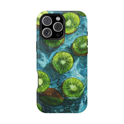 Tropical Kiwi Splash MagSafe iPhone Case – Tough Dual-Layer, Vibrant Summer Design