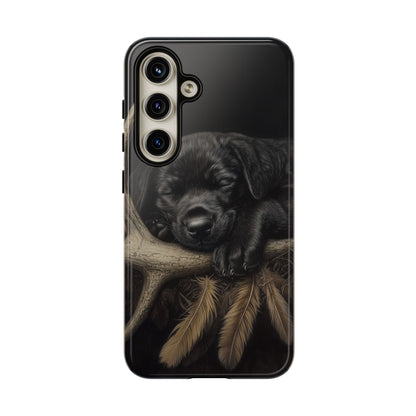 Adorable Black Labrador Puppy on Feathers Samsung Galaxy Case