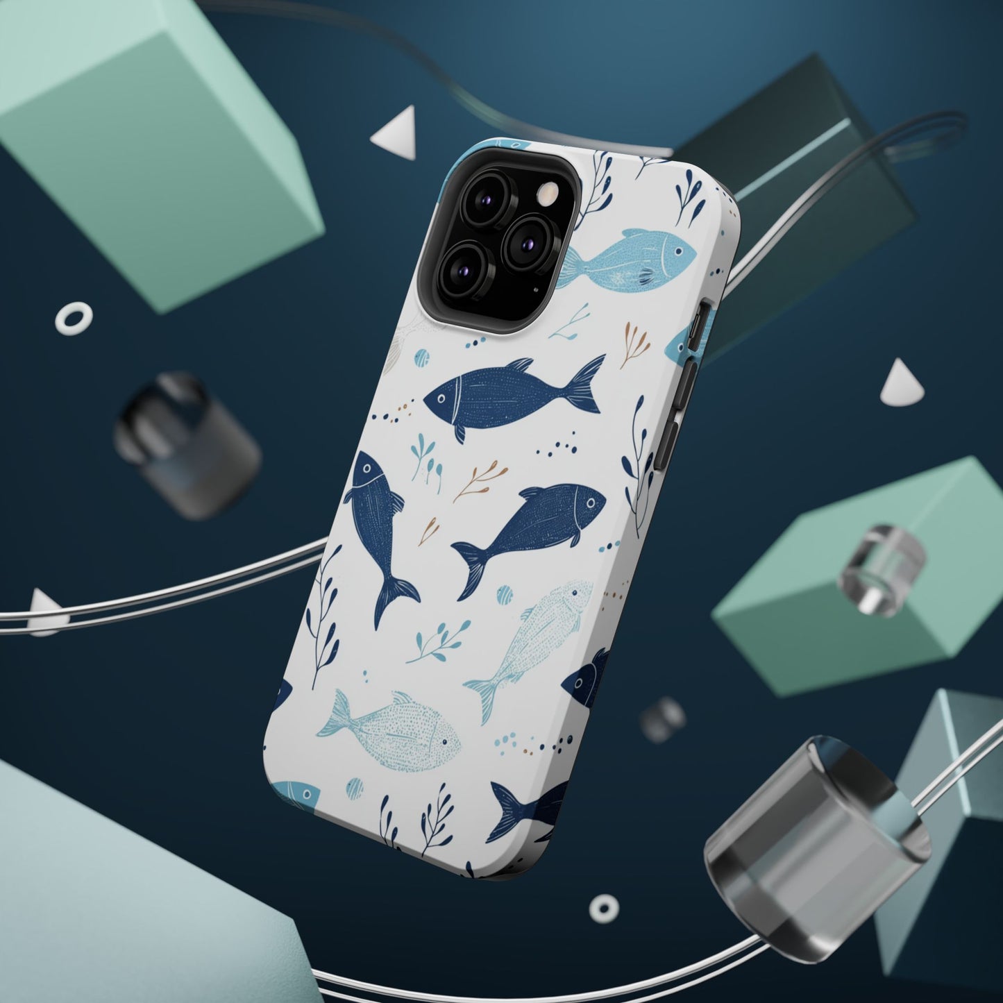 Oceanic Blue Fish Pattern - MagSafe iPhone Series Case