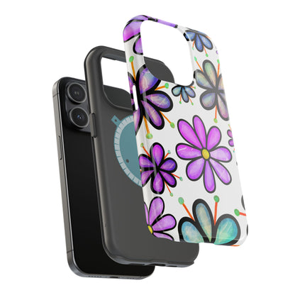 Whimsical Lavender Floral MagSafe iPhone Case – Ultra-Slim, High-Gloss Finish