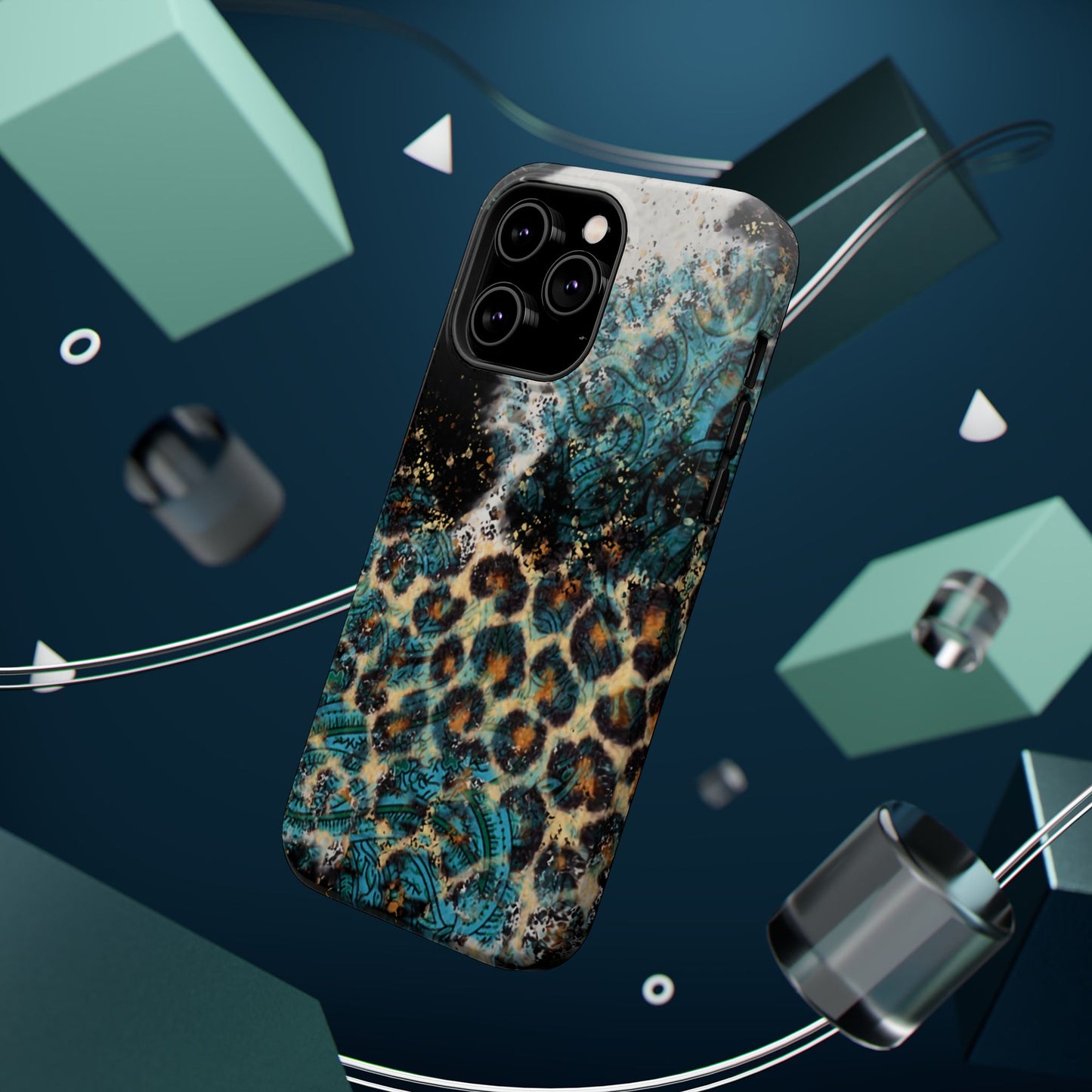 Turquoise Paisley Cowhide Leopard - MagSafe iPhone Series Case