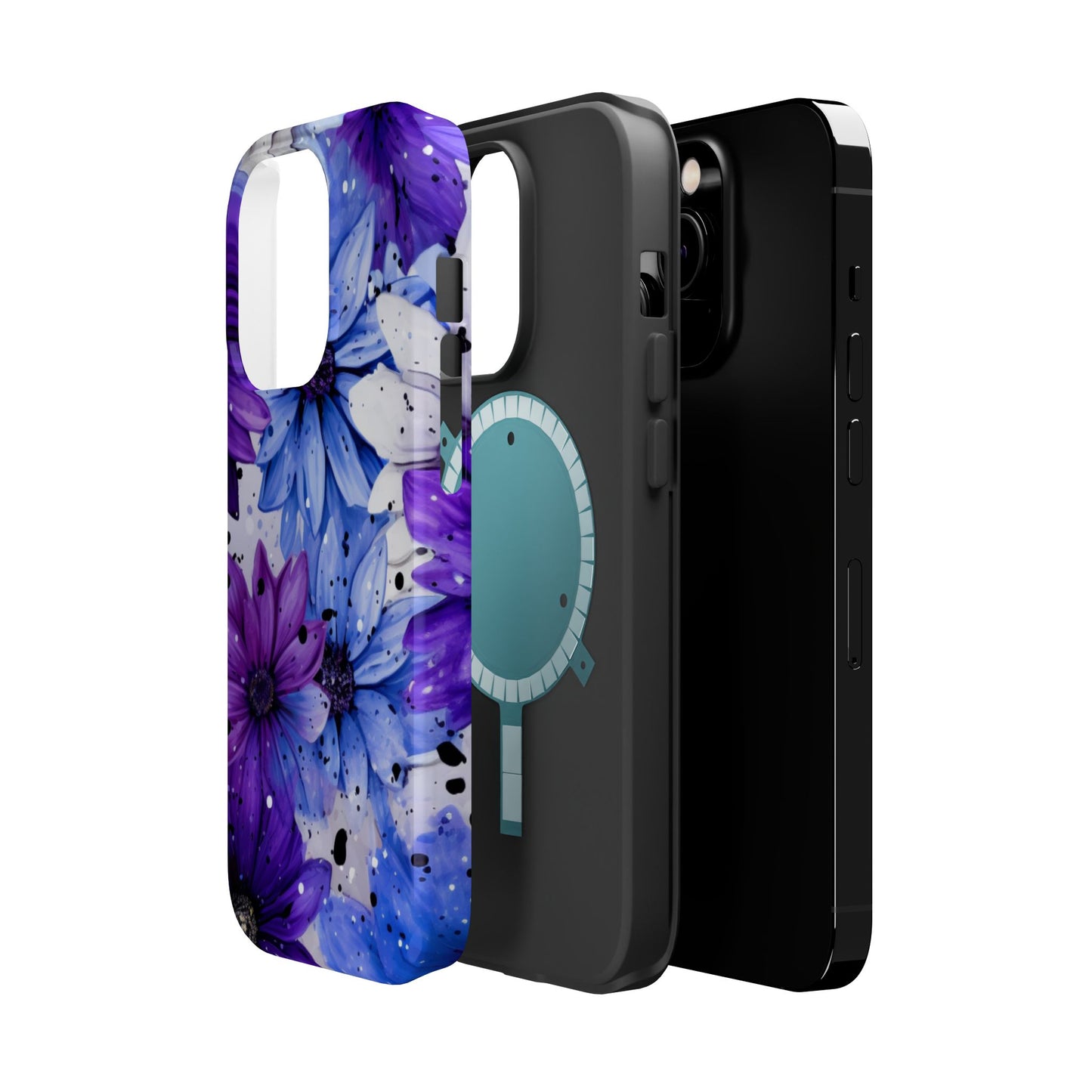 Vibrant Purple & Blue Floral Splash - MagSafe iPhone Series Case