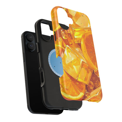 Citrus Splash MagSafe iPhone Case – Bright Orange Slices & Ice, Dual-Layer Protection