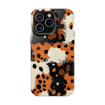 MagSafe iPhone Case: Cheetah Plaid – Brown & Black Pattern