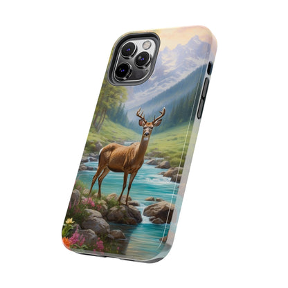 Alpine Serenity – Stag in Mountain Bliss iPhone Cases