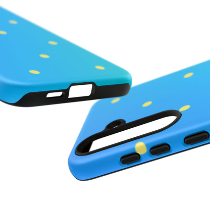 Blue Ocean Gradient Polka Dots Samsung Galaxy Case – Shockproof, Smooth Matte Finish, Dual-Layer Design