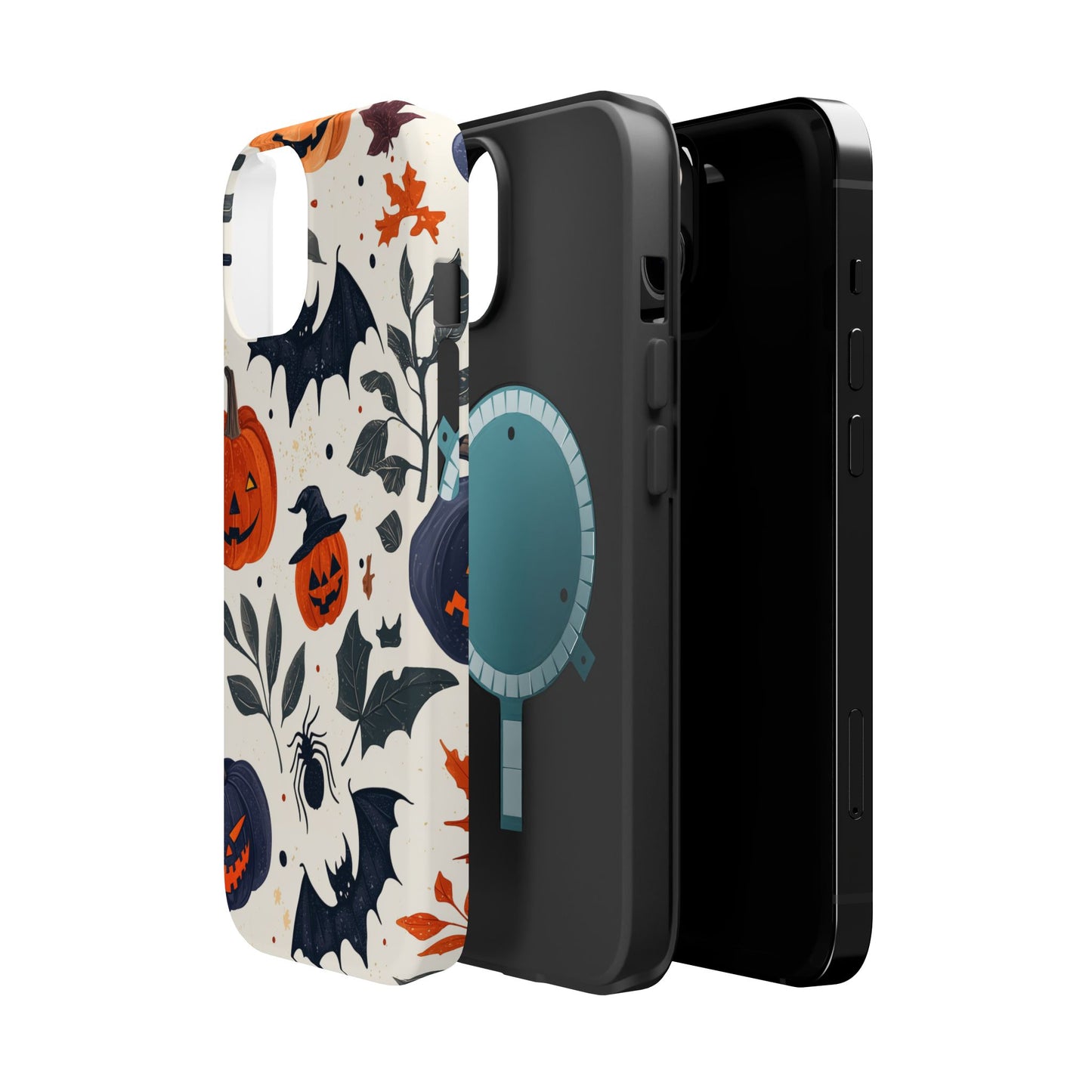 Spooky Halloween MagSafe iPhone Case – Pumpkins, Bats, and Spider Design