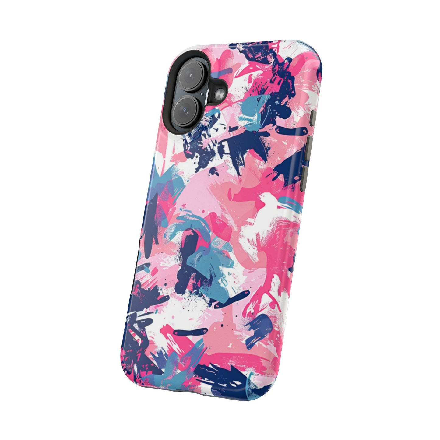 Vibrant Pink & Navy Abstract Splash – MagSafe iPhone Case