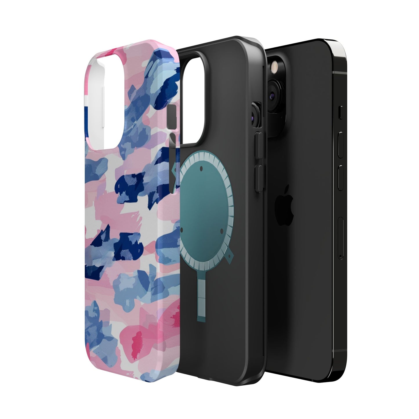 MagSafe Case: Dynamic Pink & Navy Brushstroke Art