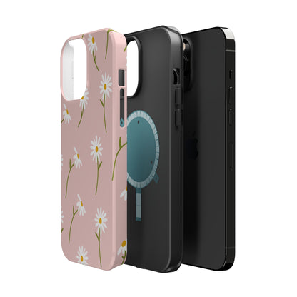 Daisy Delight Tough MagSafe iPhone Case – Cute Floral Design with Dual-Layer Protection