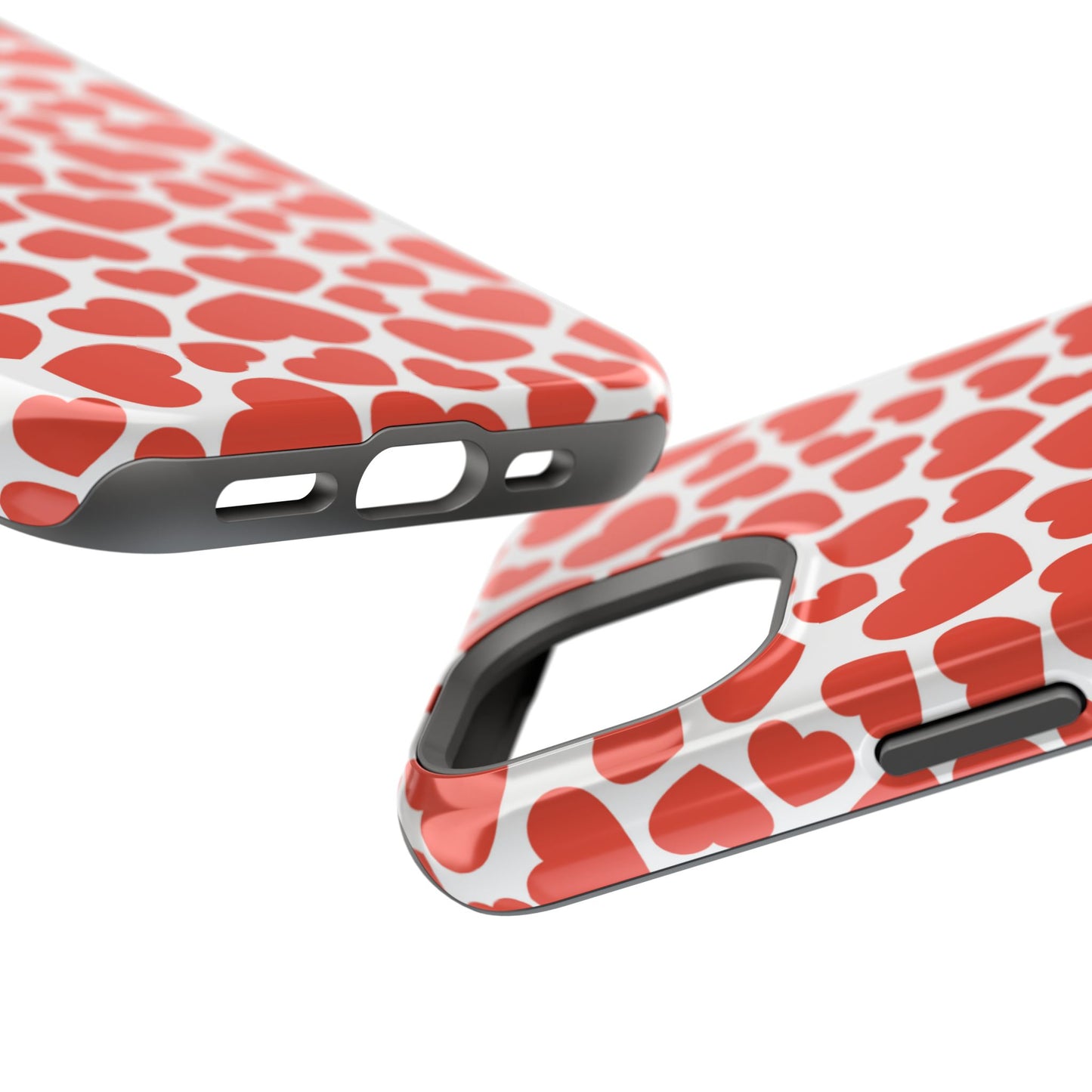 Playful White Hearts on Red MagSafe Case