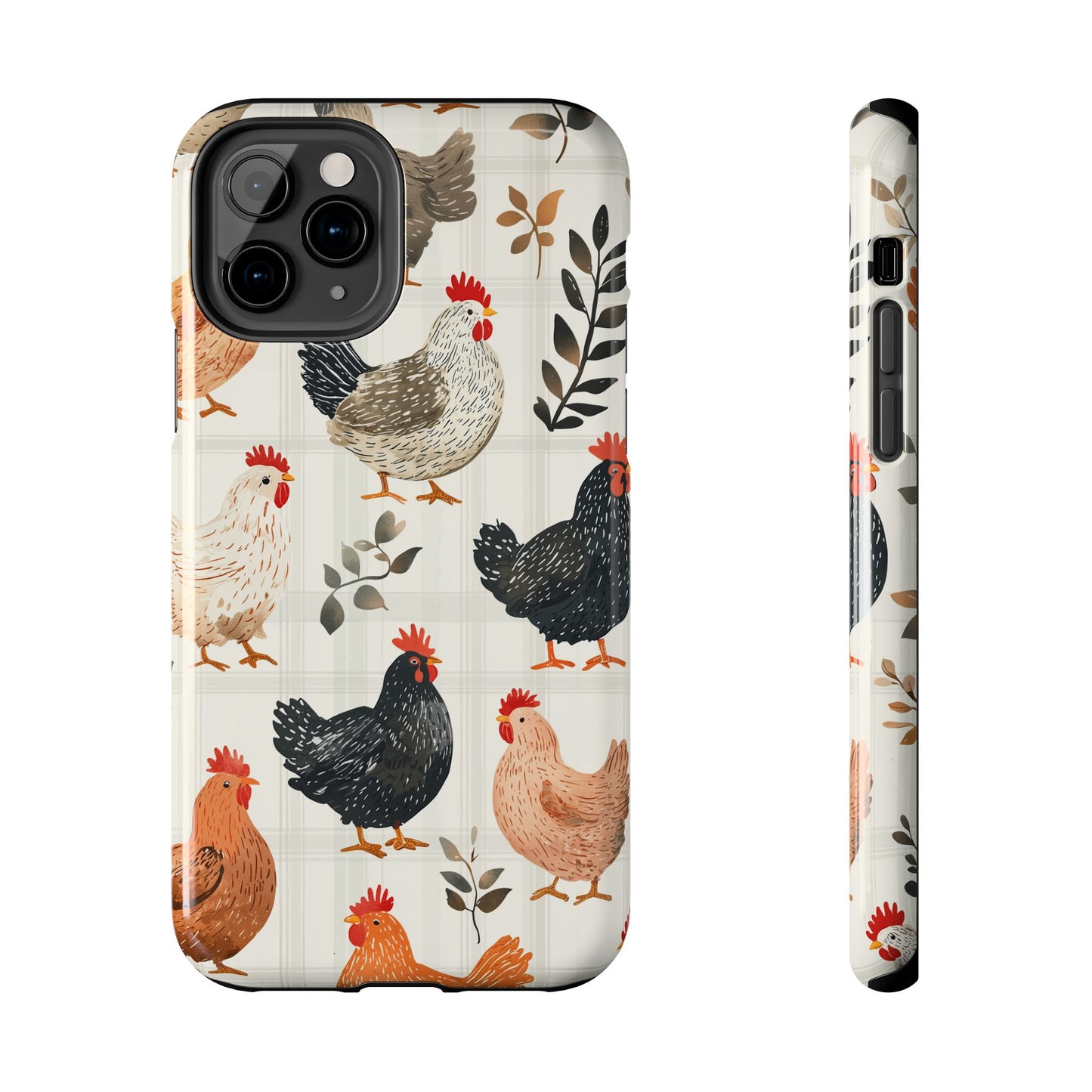 iPhone Case: Vintage Chicken & Leaves – Farmhouse Style Case