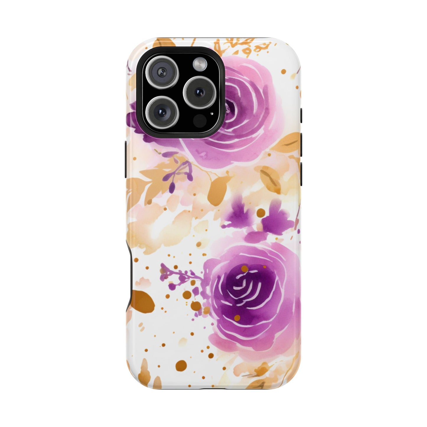 Soft Purple & Gold Floral Splash - MagSafe iPhone Series Case