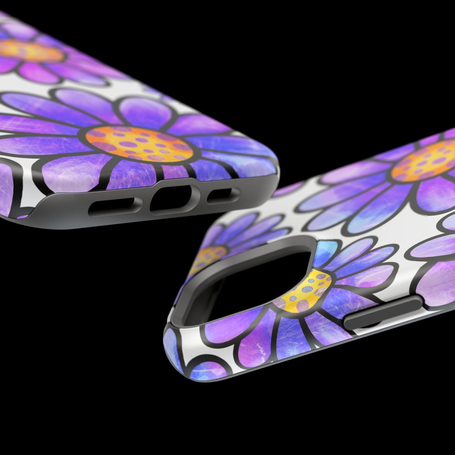 Purple Daisy Delight MagSafe iPhone Case – Slim Profile, Glossy Finish