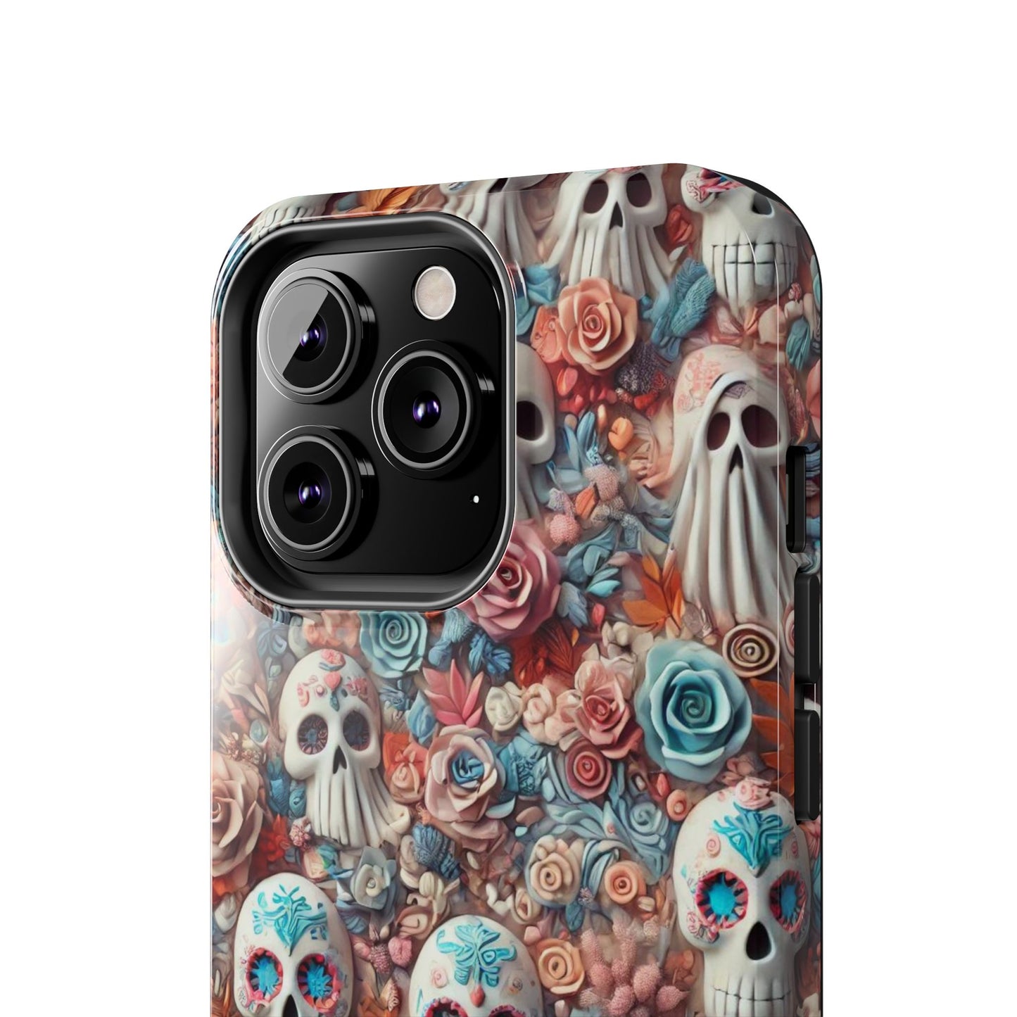 Day of the Dead Floral Skull iPhone Case - Colorful Protective Cover - Halloween Spooky Autumn Case