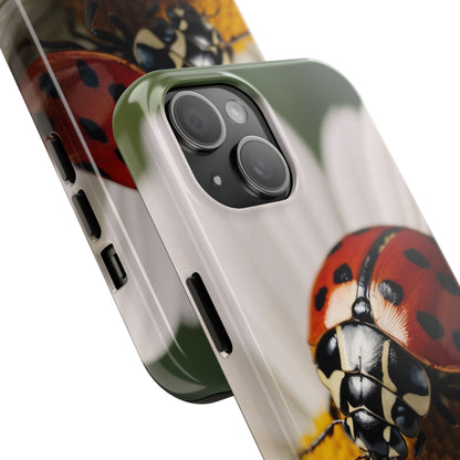 iPhone Case: Ladybug on White Daisy