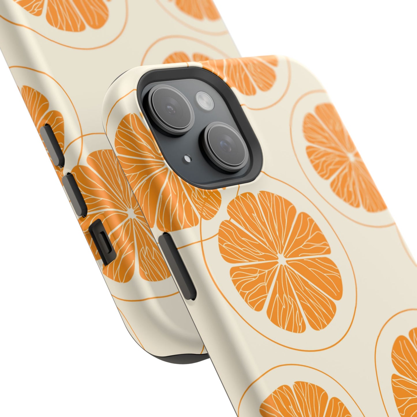 Citrus Burst Pattern Tough MagSafe iPhone Case – Bold Orange Design, Shockproof Protection