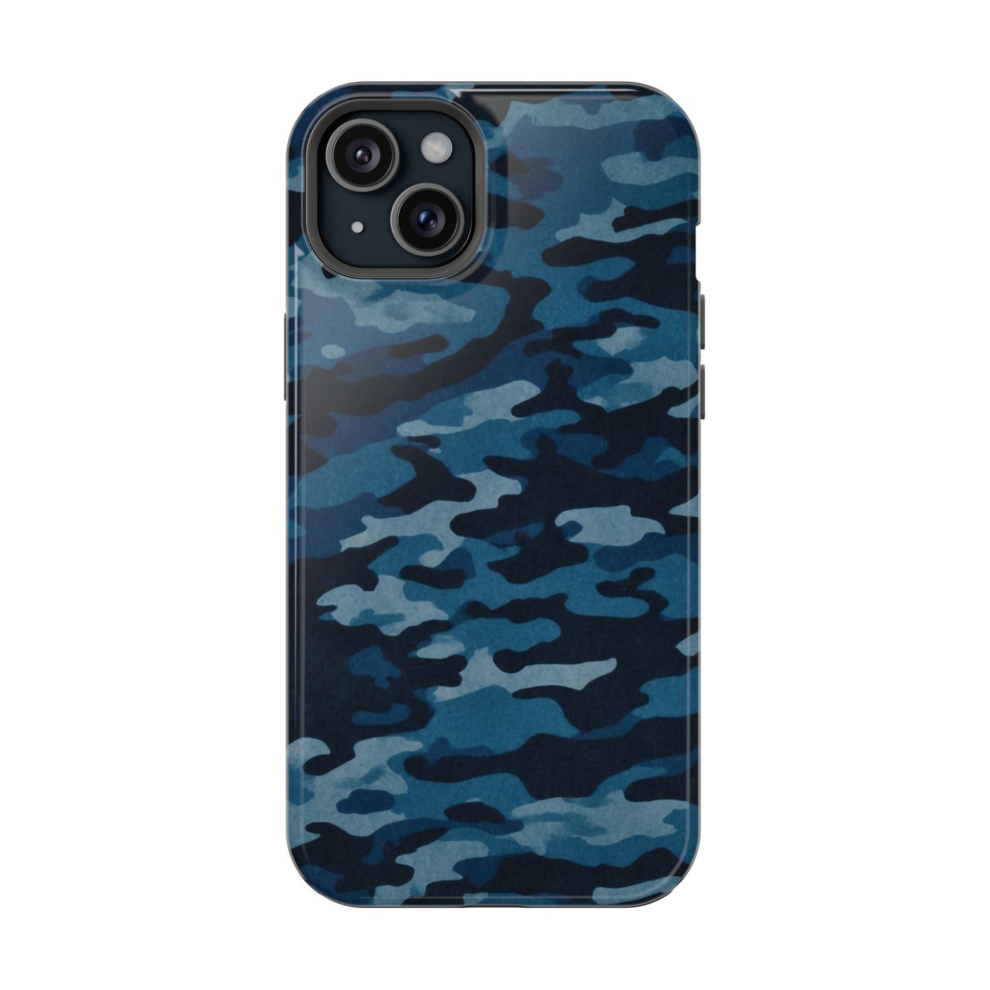 Dark Blue Camouflage – MagSafe iPhone Case with Modern Rugged Style