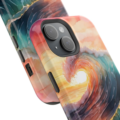 Ocean Sunrise Wave MagSafe iPhone Case – Vibrant Watercolor Wave Design