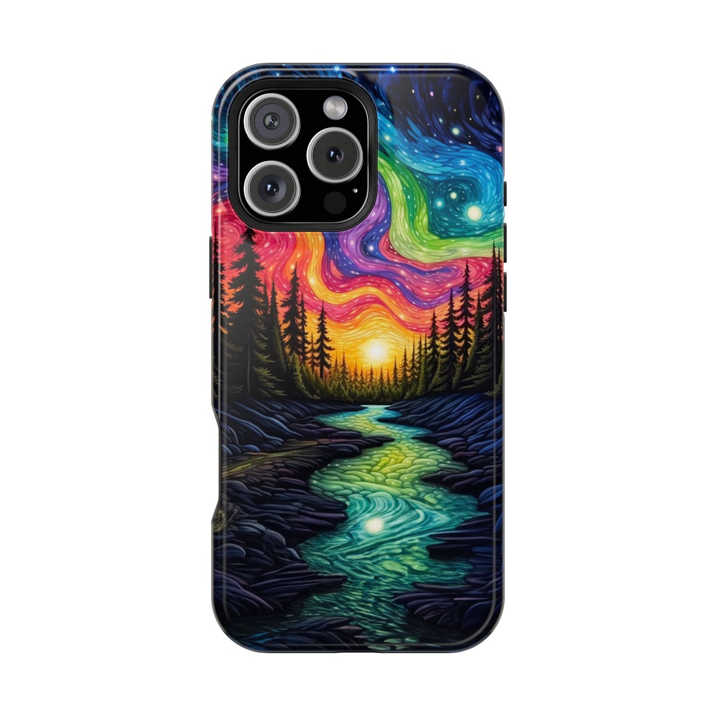 Celestial Nightscape MagSafe iPhone Case – Vibrant River and Starry Sky Design