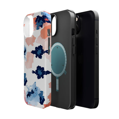 Abstract Coral & Navy Watercolor Design – MagSafe iPhone Case