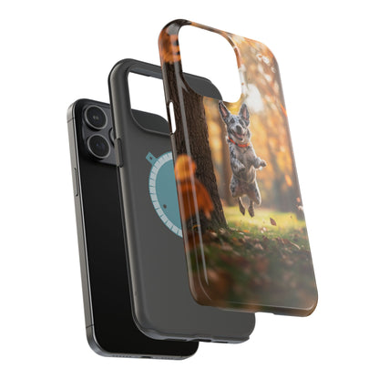 Energetic Blue Heeler Forest Pup MagSafe iPhone Case – Durable Outdoor-Inspired Design