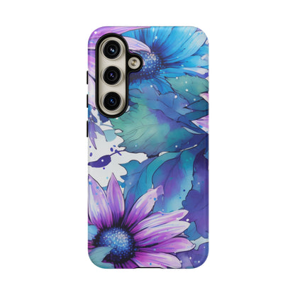 Purple & Teal Watercolor Floral Samsung Galaxy Case - Artistic Flower Design