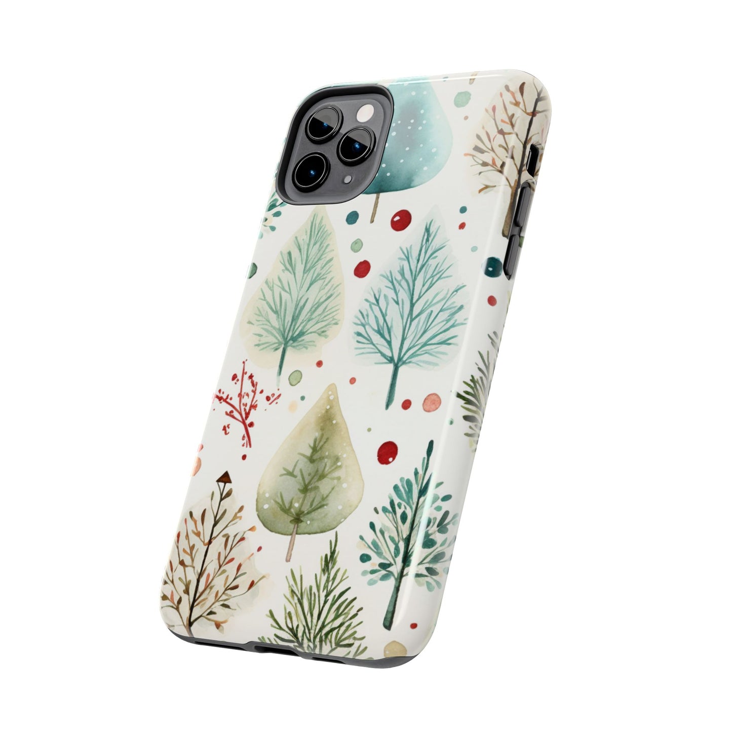 Watercolor Winter Trees iPhone Case – Nature-Inspired, Holiday Theme Protective Cover