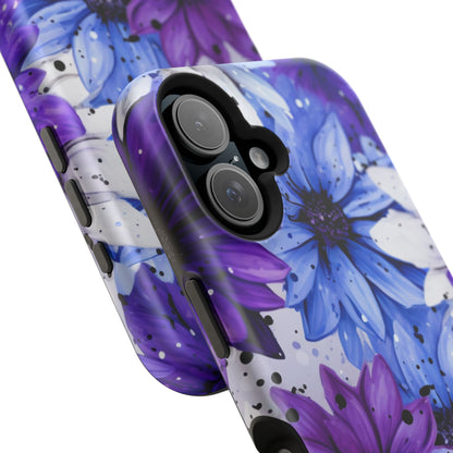 Vibrant Purple & Blue Floral Splash - MagSafe iPhone Series Case