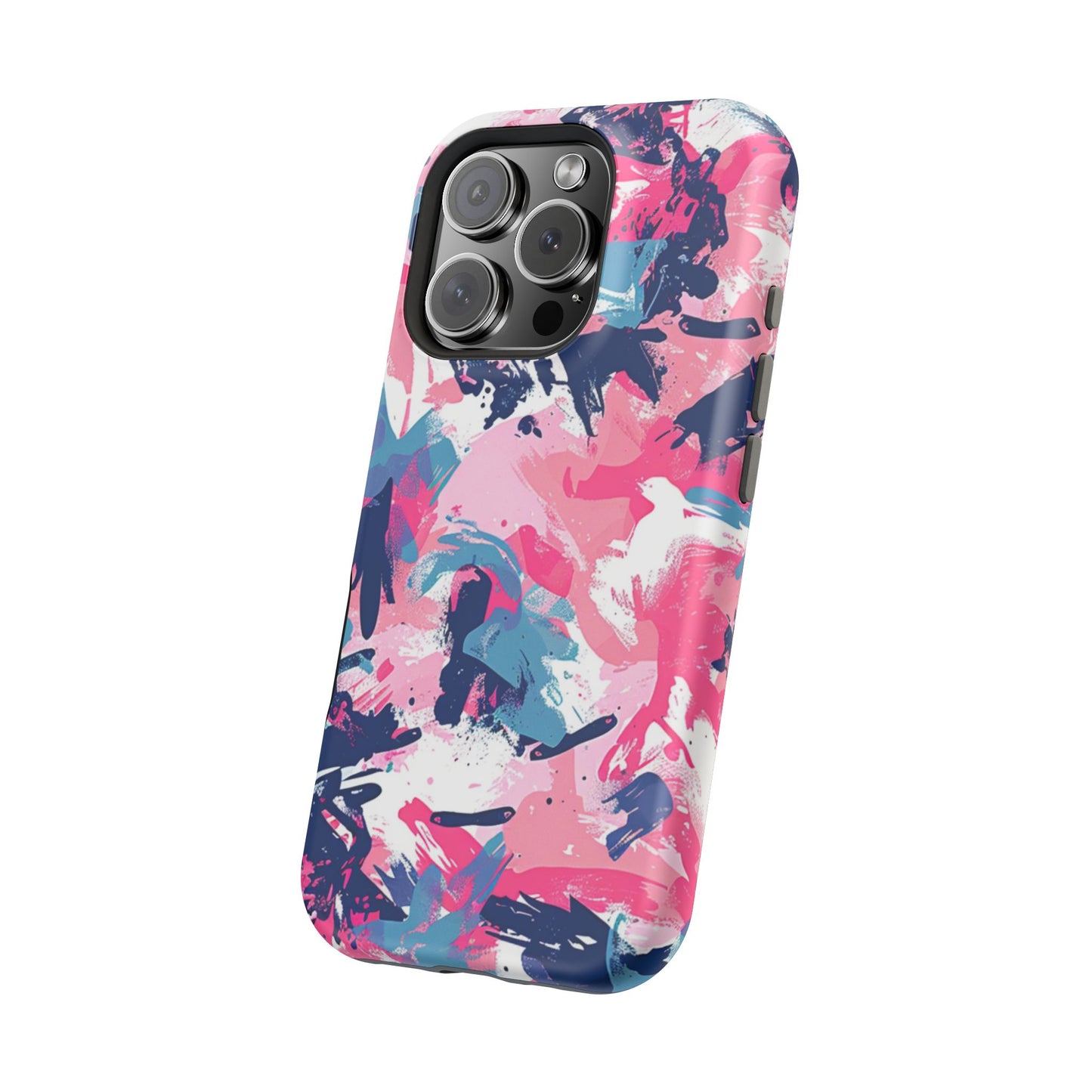 Vibrant Pink & Navy Abstract Splash – MagSafe iPhone Case