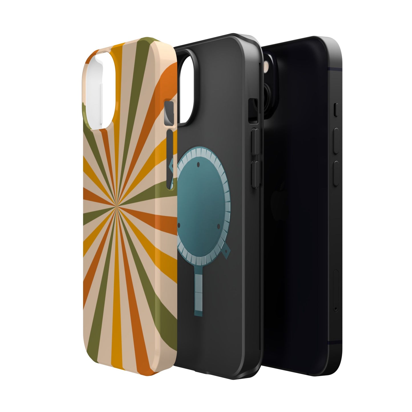 Retro Sunburst MagSafe iPhone Case – Bold Geometric Design, Durable Shockproof Protection