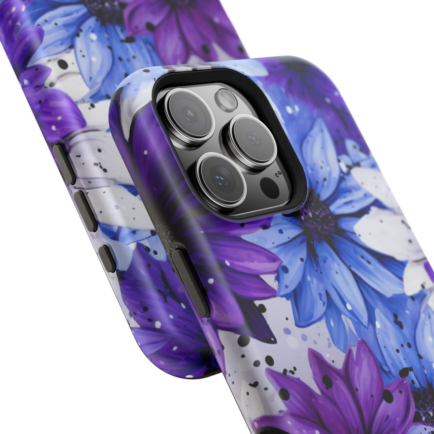 Vibrant Purple & Blue Floral Splash - MagSafe iPhone Series Case