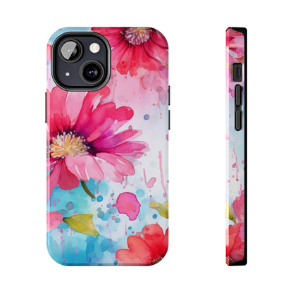 Vibrant Watercolor Red & Pink Floral - iPhone Case