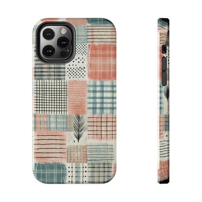 Geometric Patchwork iPhone Case - Modern Minimalist Design, Protective Cover - BOGO Cases