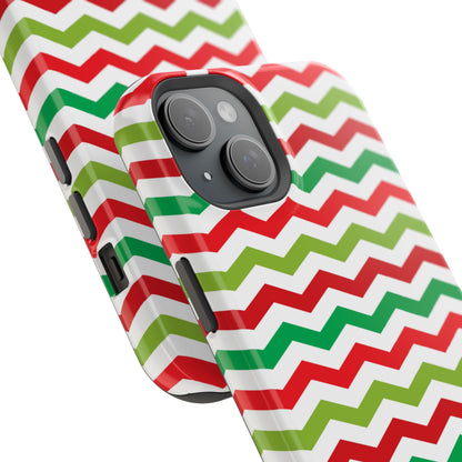 Vibrant Fiesta Chevron – Yellow Green, Green & Red Geometric MagSafe Case