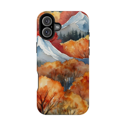 Autumn Mountain Forest Watercolor - MagSafe iPhone Case