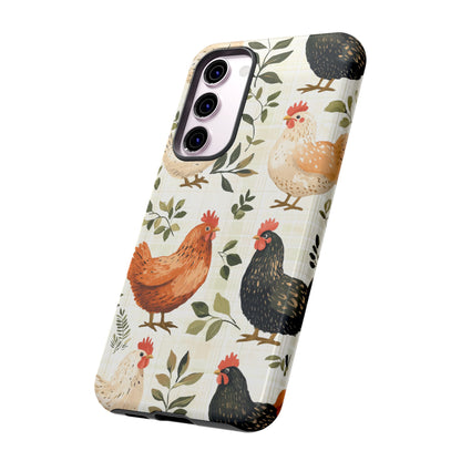 Samsung Galaxy Case: Vintage Chicken Farmhouse Case – Rustic Leaves Design