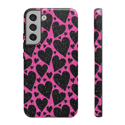 Pink Glitter Hearts Samsung Galaxy Case