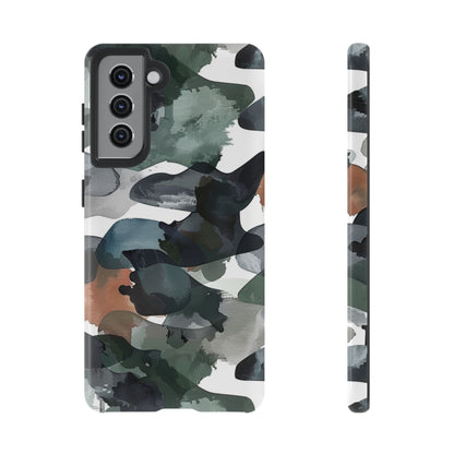 Moody Abstract Watercolor Samsung Galaxy Case – Dark Green and Brown Artistic Design