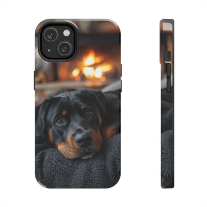 Warm Rottweiler by the Fireplace Samsung Galaxy Case – Rustic Charm for Dog Lovers