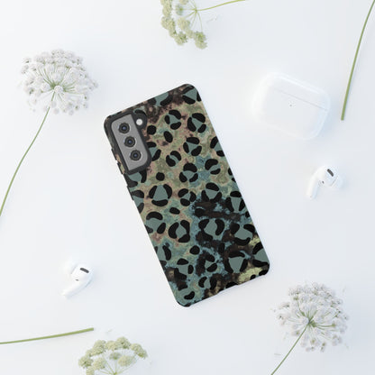 Moody Watercolor Leopard Print Tough Samsung Galaxy Case – Earthy Abstract Pattern with Dual-Layer Protection