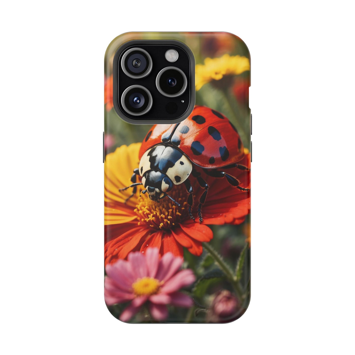 Ladybug on Orange Daisy - MagSafe iPhone Case