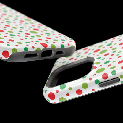 Red & Green Christmas Polka Dots – MagSafe iPhone Case