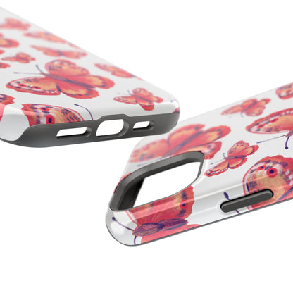 Coral Butterfly MagSafe iPhone Case – Slim, Protective Design with Bold Watercolor Print