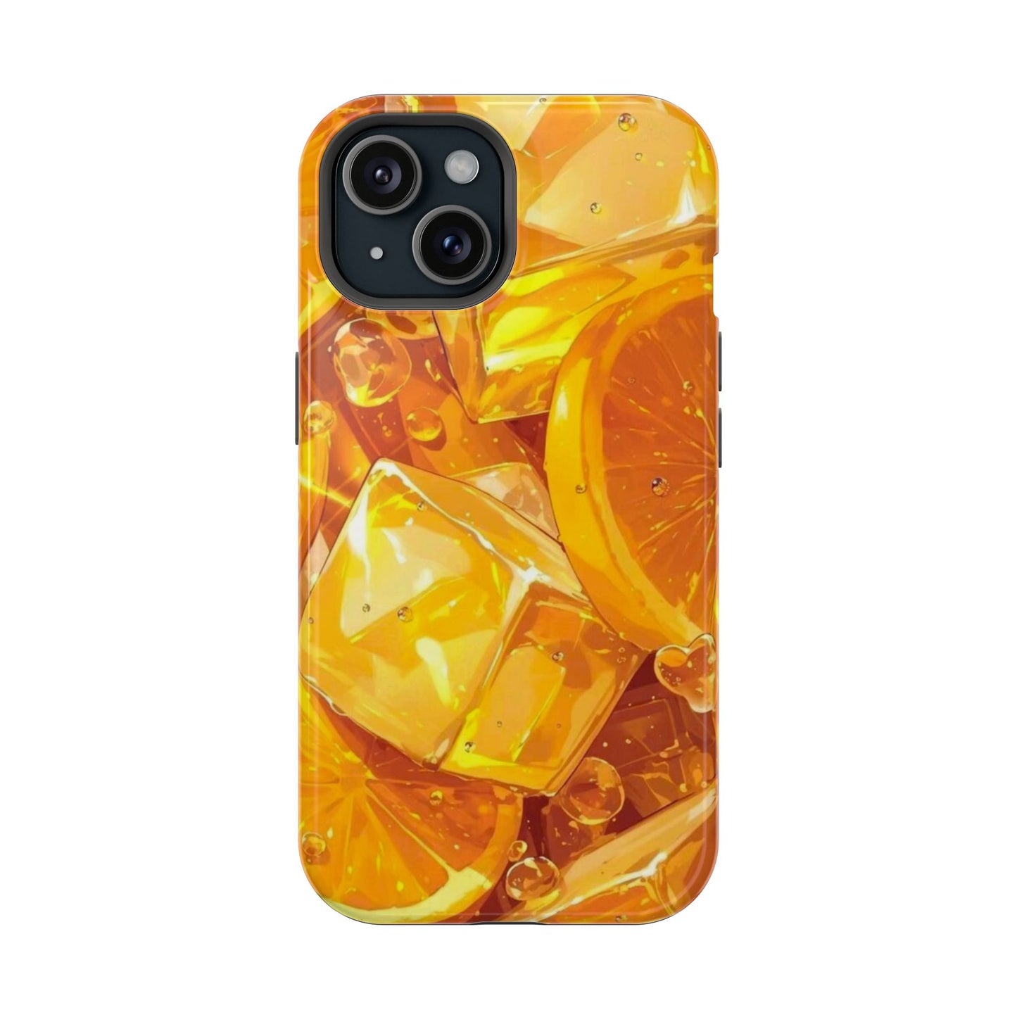 Citrus Splash MagSafe iPhone Case – Bright Orange Slices & Ice, Dual-Layer Protection