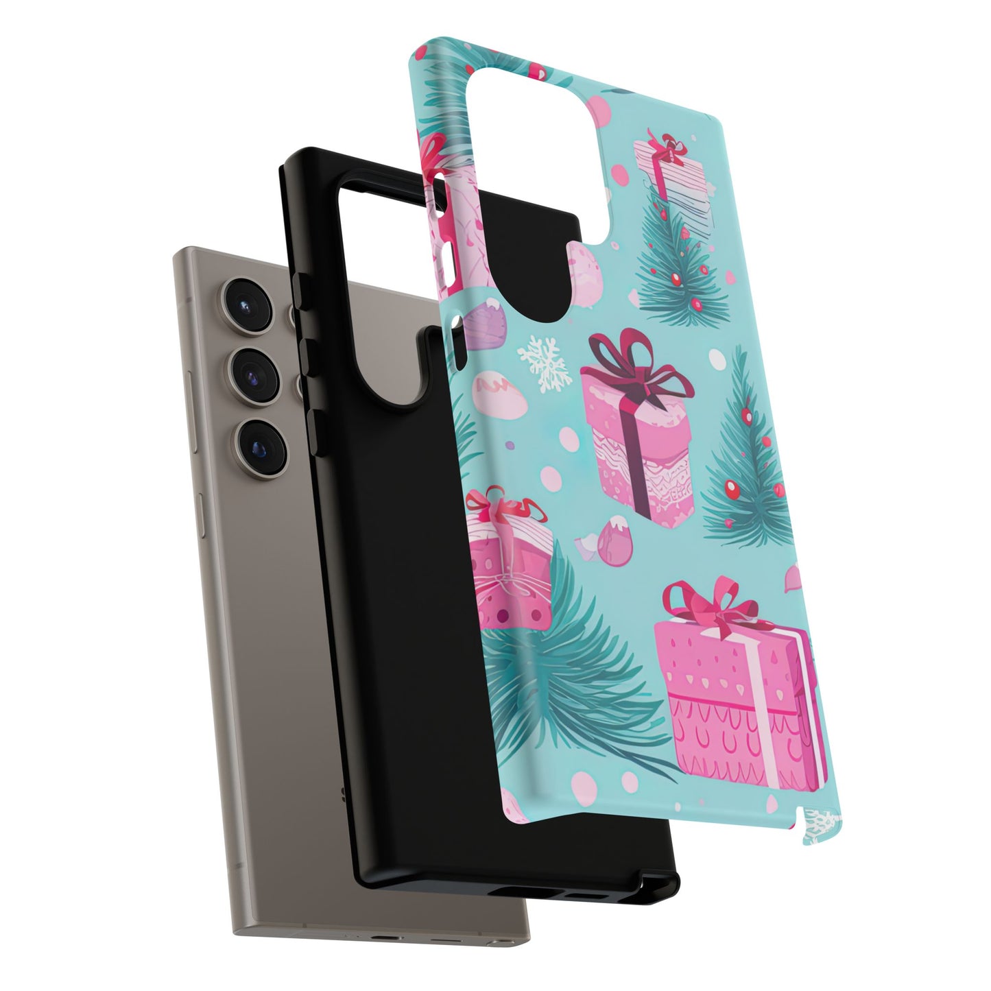 Festive Pink Christmas Gifts and Evergreen Samsung Galaxy Case – Holiday Theme, Protective Cover