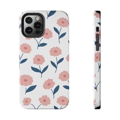 Playful Pink Floral Tough iPhone Case – Soft Pastel Design, Slim & Shockproof