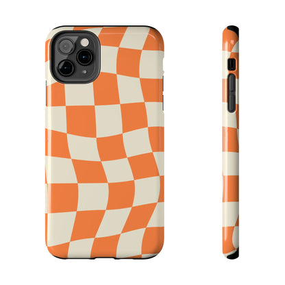 Wavy Retro Checkerboard iPhone Case – Shockproof, Matte Finish, Dual-Layer Protection